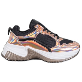SHELOVET Fashion Sneakers mit Holo-Effekt schwarz gelb