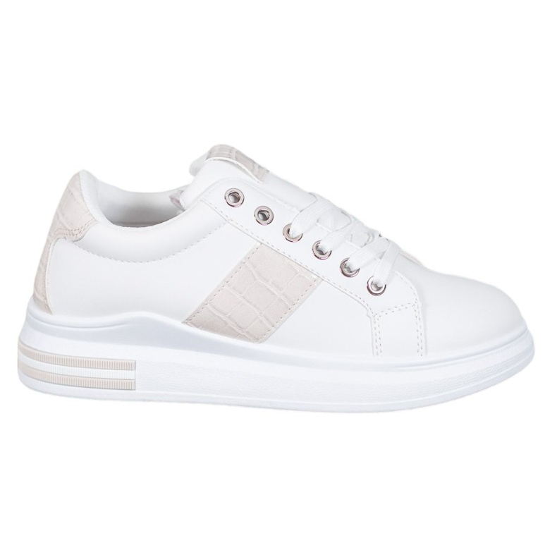 Weide Sportschuhe mit beigen Einsätzen weiß