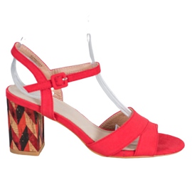 Filippo Sandalen auf Kork High Heels rot