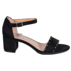 Filippo Wildledersandalen mit Perlen schwarz