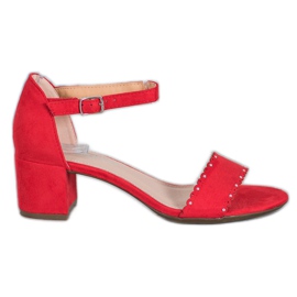 Filippo Wildledersandalen mit Perlen rot