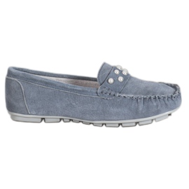 Filippo Leder-Loafer mit Perlen grau