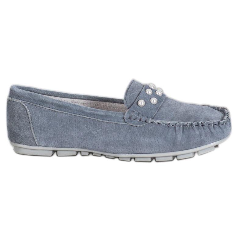 Filippo Leder-Loafer mit Perlen grau