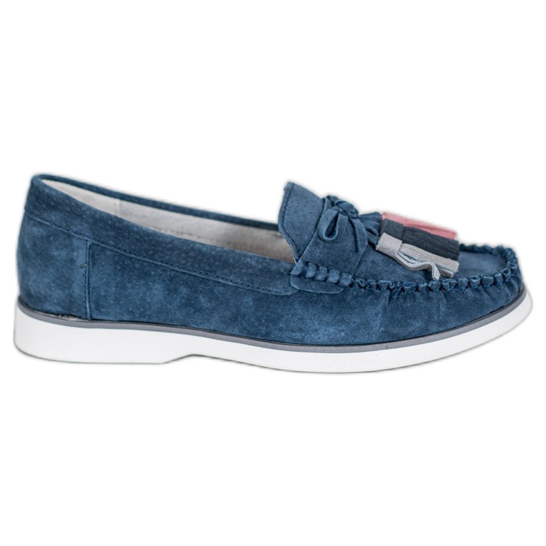 Filippo Loafer aus Leder mit Fransen blau