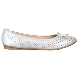 SHELOVET Durchbrochene Ballerina mit Öko-Leder grau