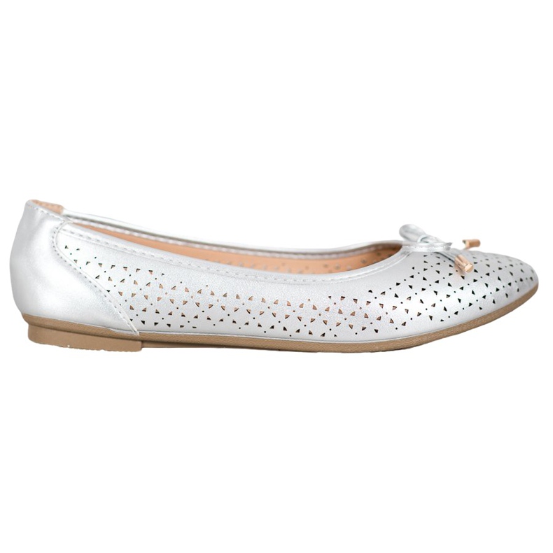 SHELOVET Durchbrochene Ballerina mit Öko-Leder grau