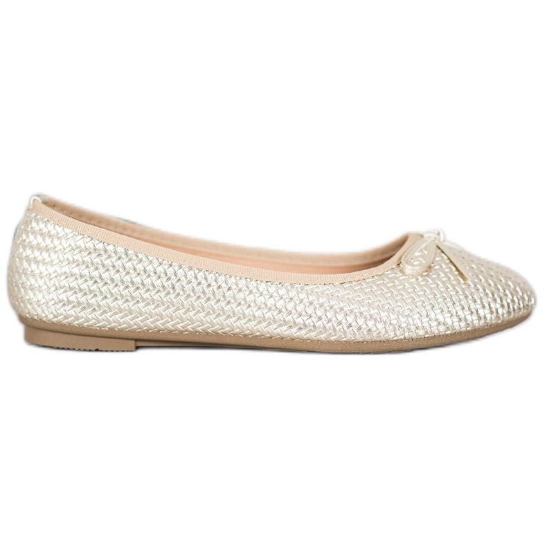 SHELOVET Geflochtene goldene Ballerinas