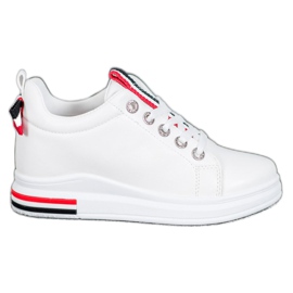 Weide Sneaker mit verstecktem Keil weiß schwarz rot