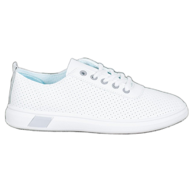 SHELOVET Durchbrochene Sneakers mit Öko-Leder weiß grau