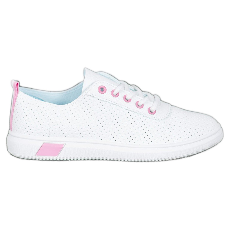 SHELOVET Durchbrochene Sneakers mit Öko-Leder weiß rosa