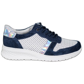 Filippo Lederschuhe mit Holo-Effekt weiß marineblau grau