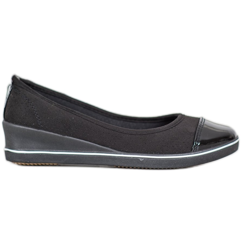 McKey Wildleder Ballerinas auf Keil schwarz