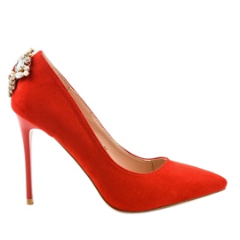 Rote klassische Absätze mit Zirkonia 9229-13