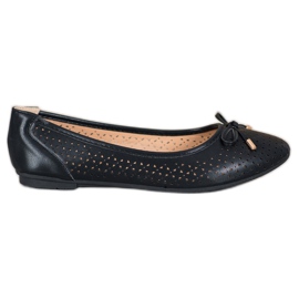 SHELOVET Durchbrochene Ballerina mit Öko-Leder schwarz