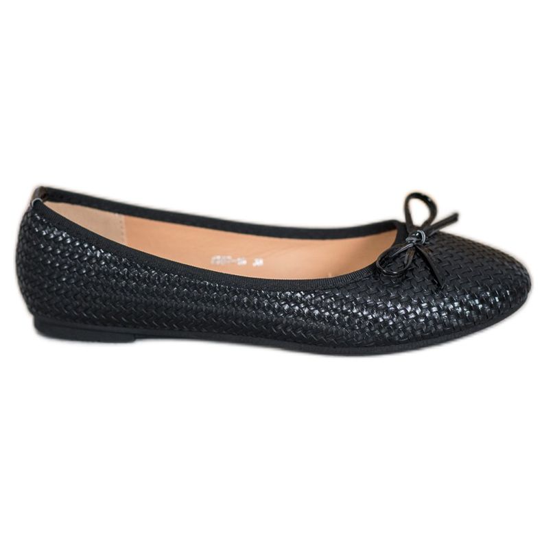SHELOVET Geflochtene schwarze Ballerinas