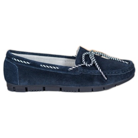 Filippo Loafer aus Leder mit gestreifter Schleife blau