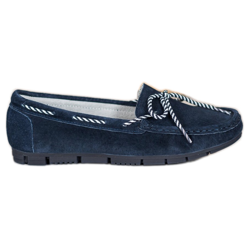 Filippo Loafer aus Leder mit gestreifter Schleife blau