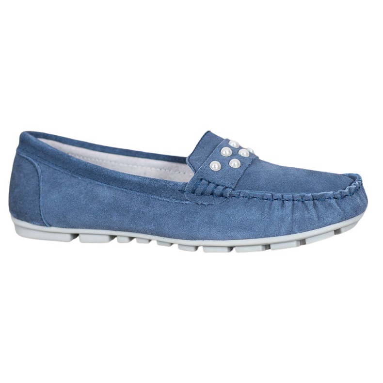 Filippo Leder-Loafer mit Perlen blau