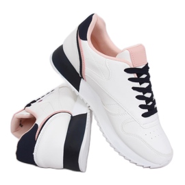 Weiße Damen Sportschuhe BK938 WEISS / BLAU marineblau