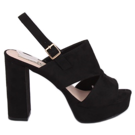 Schwarze Sandalen am Pfosten 9R02 Schwarz