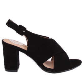 Schwarze Sandalen mit hohen Absätzen F1827 Schwarz