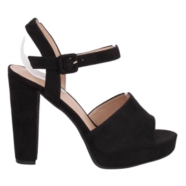 Schwarze Sandalen mit hohem Absatz 9R16 Schwarz