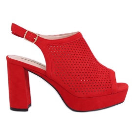 Rote durchbrochene High Heels 9R82 Rot