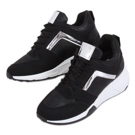 Schwarze Sneakers mit Keilabsatz YL-33 Schwarz gelb