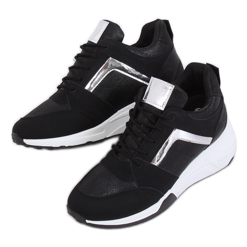 Schwarze Sneakers mit Keilabsatz YL-33 Schwarz gelb