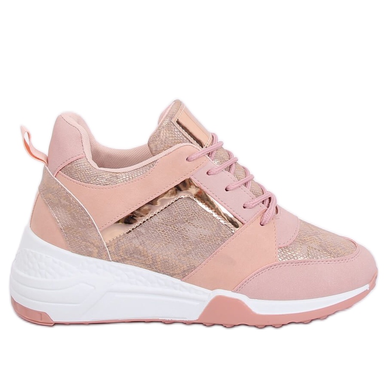 Rosa Sneakers mit Keilabsatz YL-33 Champagner