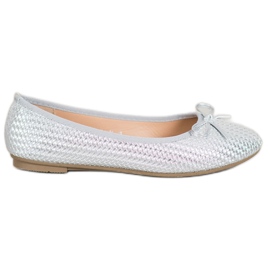 SHELOVET Geflochtene silberne Ballerinas