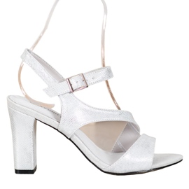 Goodin Stylische Sandalen mit Glitzer silber- grau