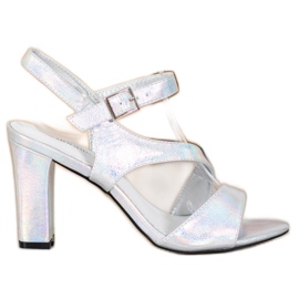 Goodin Stylische Sandalen mit Glitzer silber- grau
