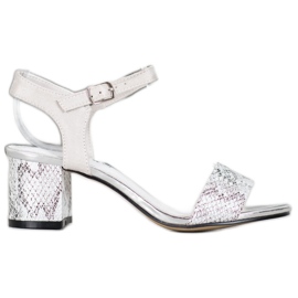 Goodin Bequeme Sandalen auf niedrigem Pfosten grau