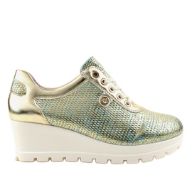 Goldene Trendy Keil Turnschuhe JFL663-5