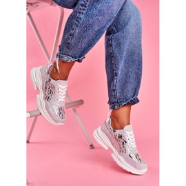 S.Barski Silberne Sport-Ledersneaker LR92099 grau