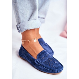 S.Barski Durchbrochene Loafer aus Wildleder in Marineblau LR92309