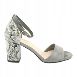 Sergio Leone Frauensandalen auf dem Post -Tiermuster SK873 Grau