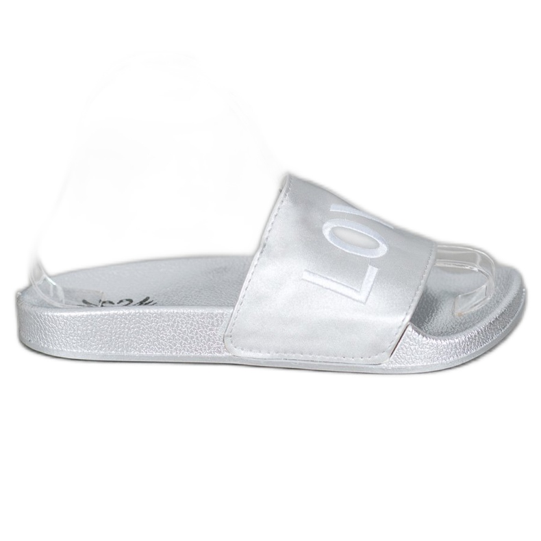 Small Swan LOVE &amp; HATE Hausschuhe aus Öko-Leder silber-