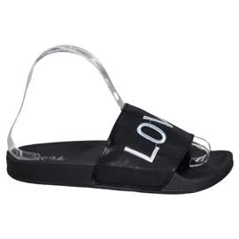 Small Swan LOVE &amp; HATE Hausschuhe aus Öko-Leder schwarz