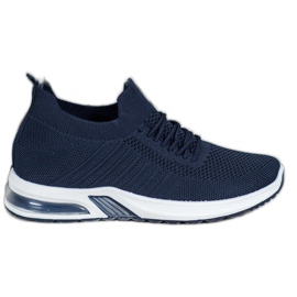 SHELOVET Marineblaue Textilschuhe auf der Plattform navy blau