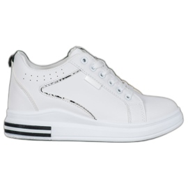 SHELOVET Weiße Schuhe mit verstecktem Keil