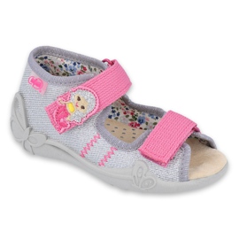 Befado gelbe Kinderschuhe 342P012 rosa grau