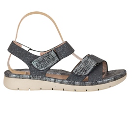 VINCEZA Sandalen mit Klettverschluss schwarz grau