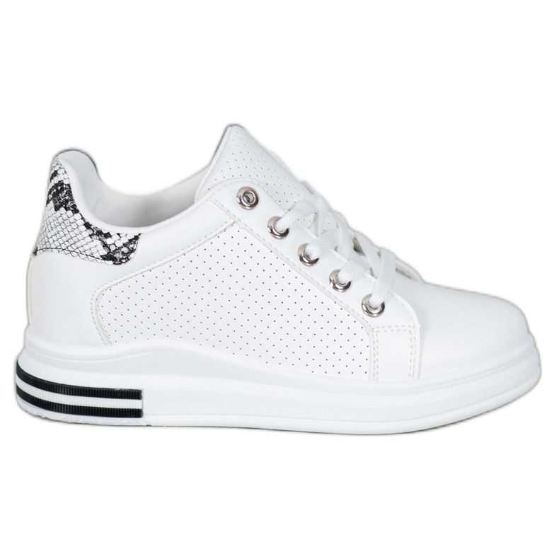 SHELOVET Durchbrochene Schuhe mit verstecktem Keil weiß