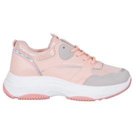 Ideal Shoes Lässige Plateau-Sneakers rosa