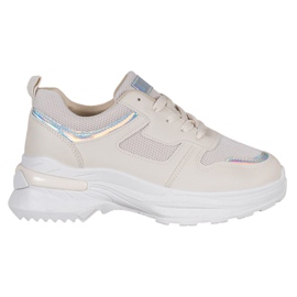 SHELOVET Beige Sneakers mit Holo-Effekt