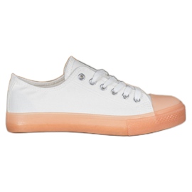 SHELOVET Sneakers mit bunter Sohle weiß