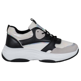 Ideal Shoes Lässige Plateau-Sneakers schwarz mehrfarbig gelb