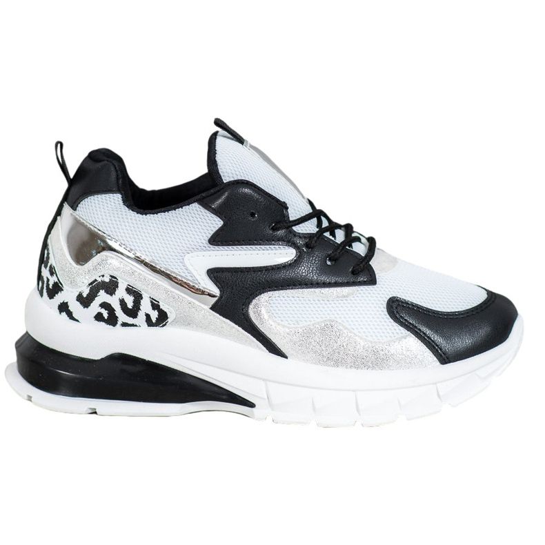 Ideal Shoes Sneakers mit schwarzen Einsätzen weiß